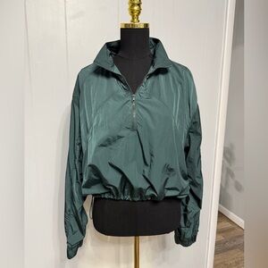 #3)  Elegant Forest Green Half zipper Jacket